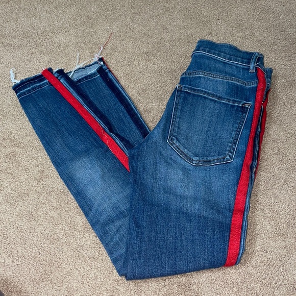 Express High Rise Ankle Jeggings with Red/Navy Stripe - Picture 2 of 10